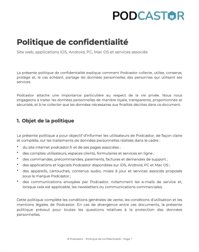 Politique de confidentialité